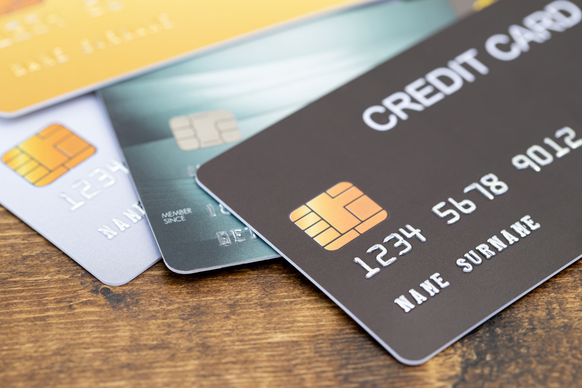 Credit Cards in Wooden Table